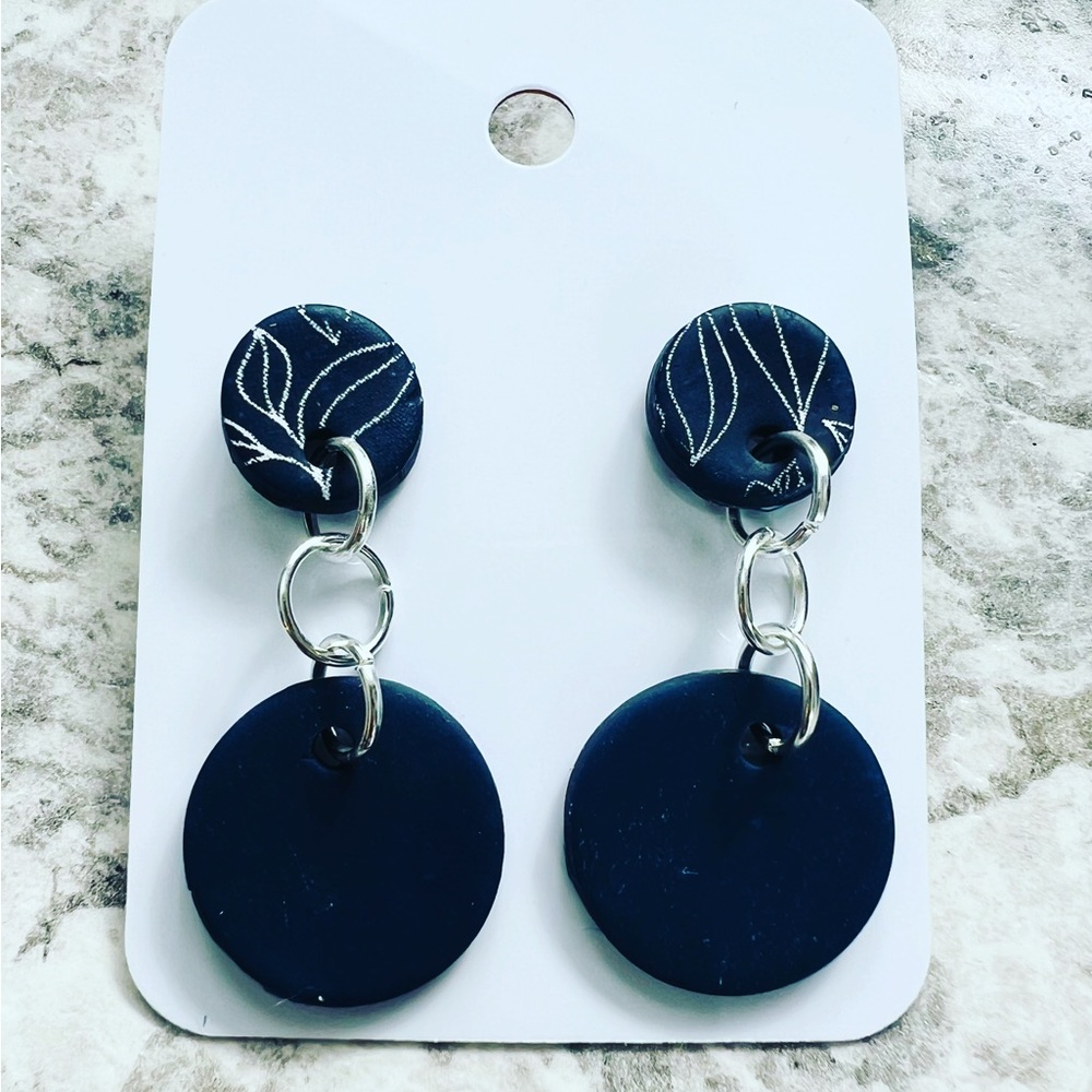 Silver plated drop earrings, hand made unique designs